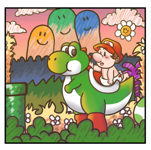 Yoshi and Baby Mario (Fanart for Super Mario World)